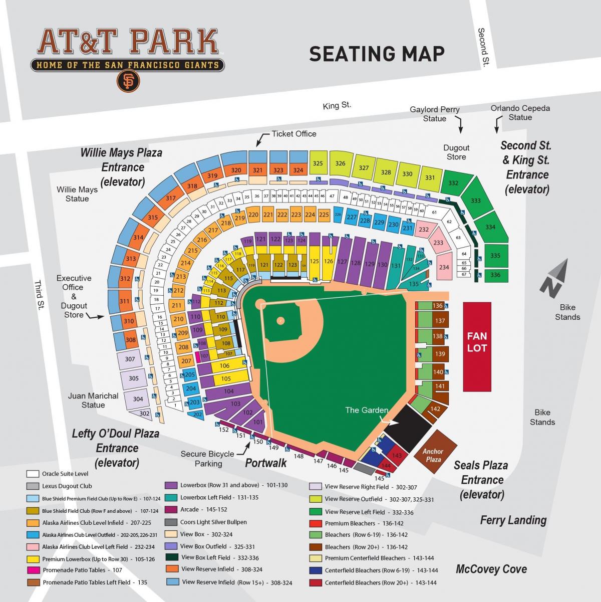 Mapa da at&t park stadium
