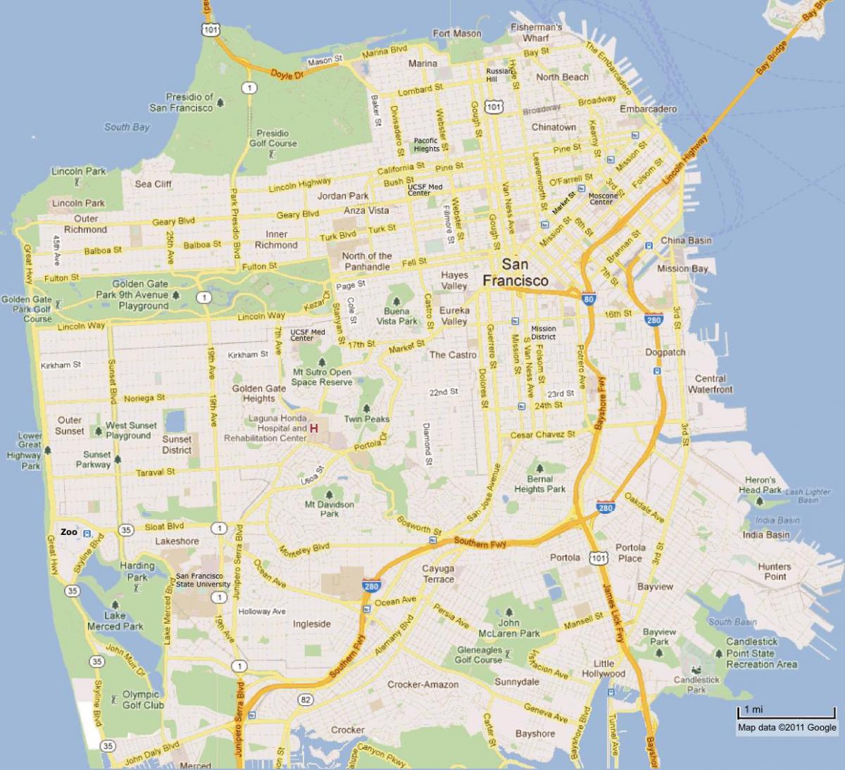 San Francisco, pontos turísticos mapa