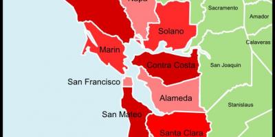 San Francisco, área da baía de mapa do município de