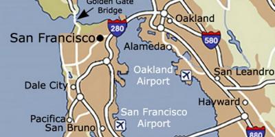 Mapa do aeroporto de San Francisco e arredores