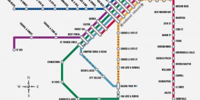 SF muni mapa do metrô