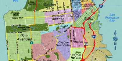 Mapa de rua de são Francisco, califórnia