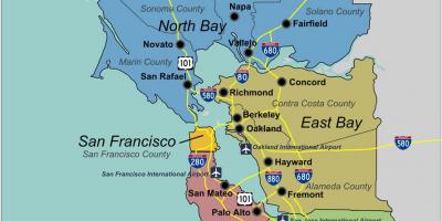 Mapa do sul de San Francisco, área da baía de