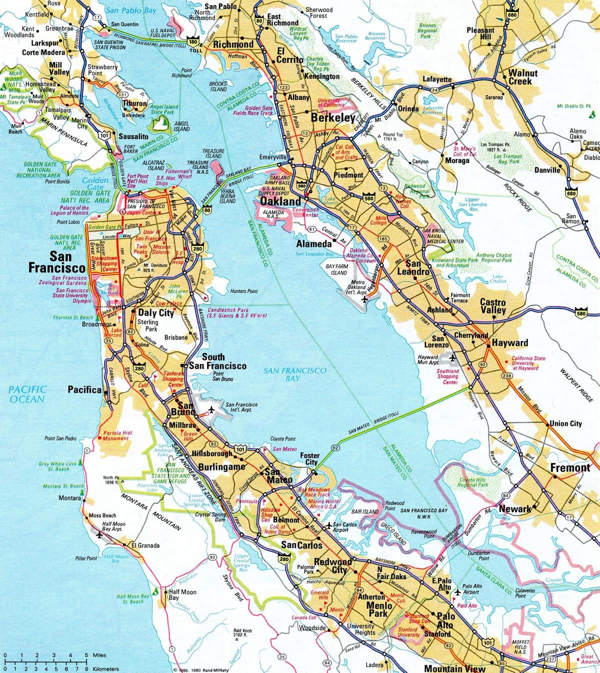 Mapa da área da baía de freeway