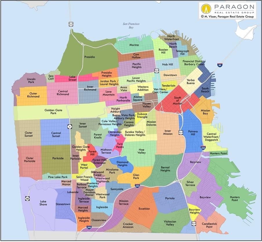 San Francisco, área da baía de vizinhança mapa