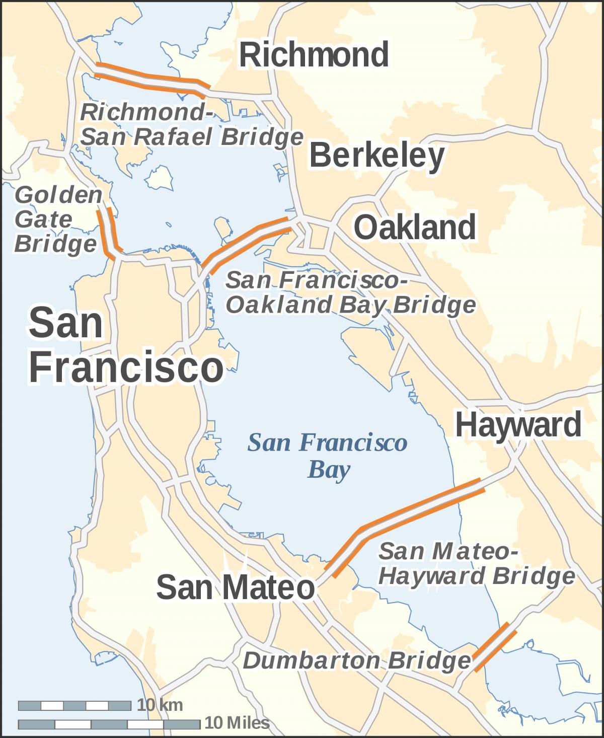 Mapa da área da baía de pontes