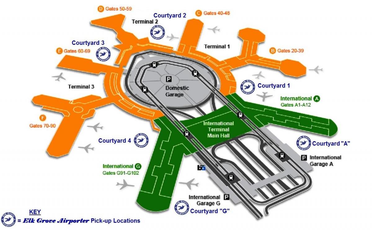 SFO do terminal de chegadas internacionais do mapa
