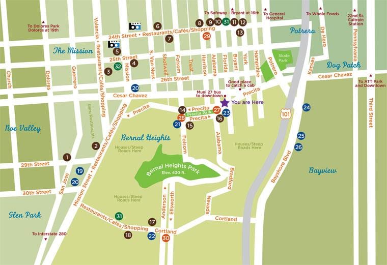 Mapa da bernal heights em são Francisco