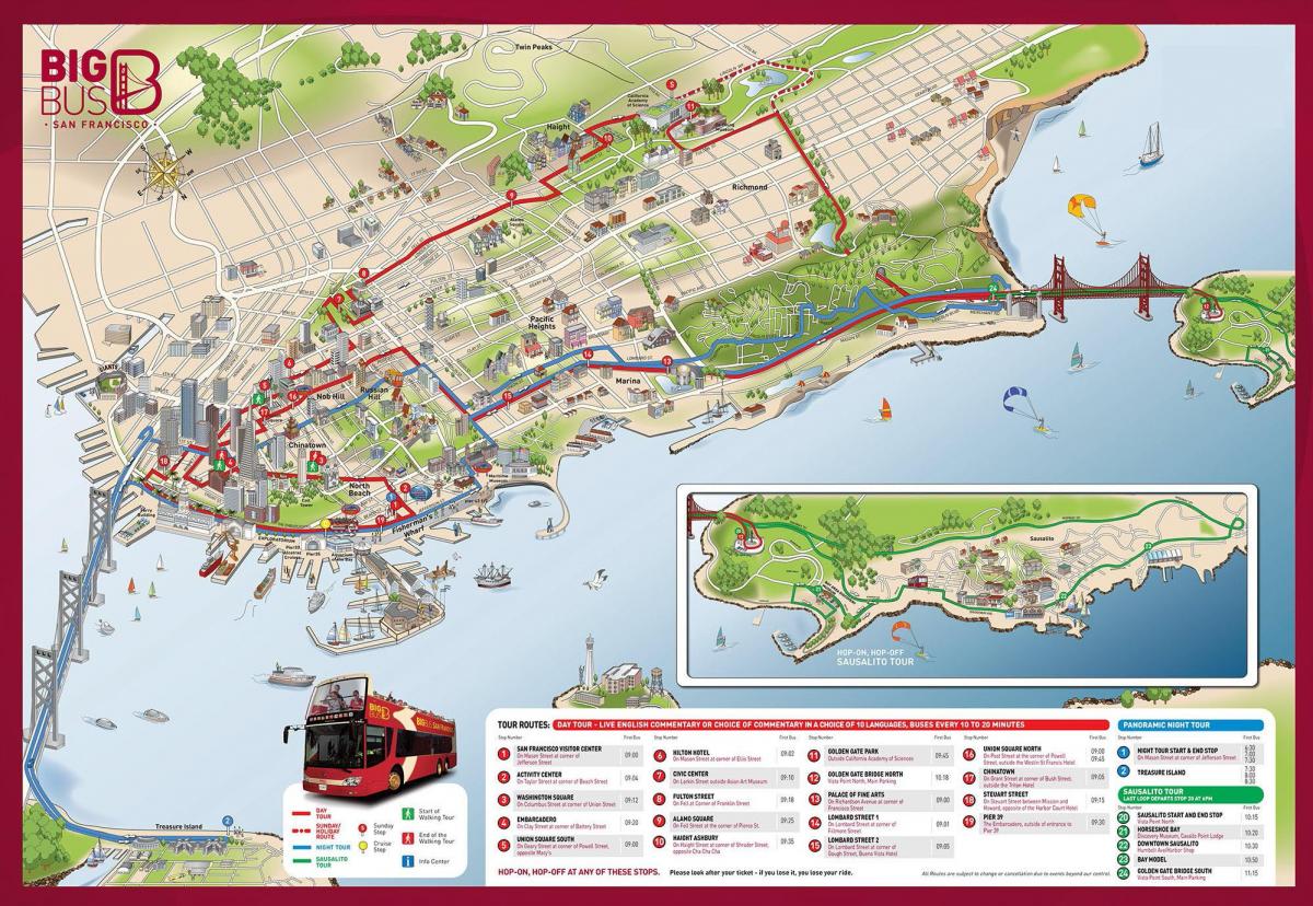 San Francisco ônibus de excursão mapa