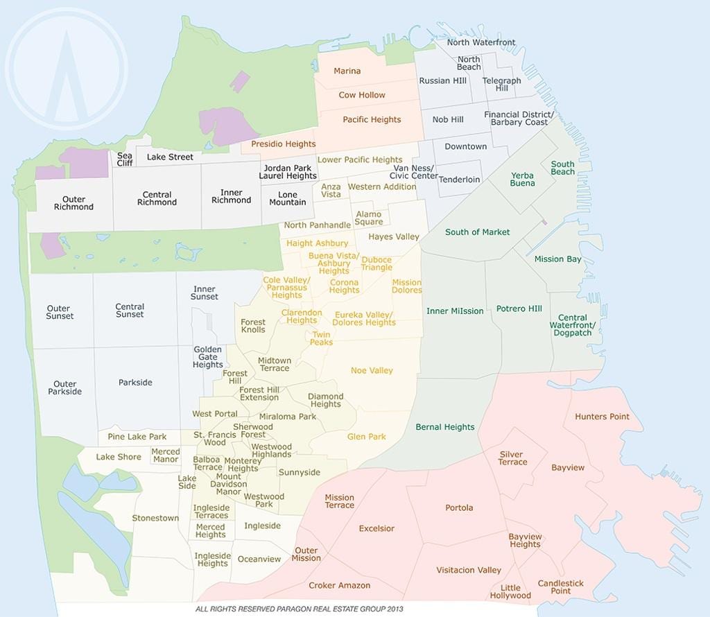 Mapa de cow hollow em são Francisco