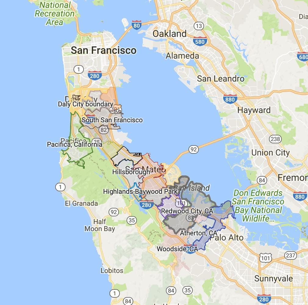 Mapa da cidade de são Francisco limites