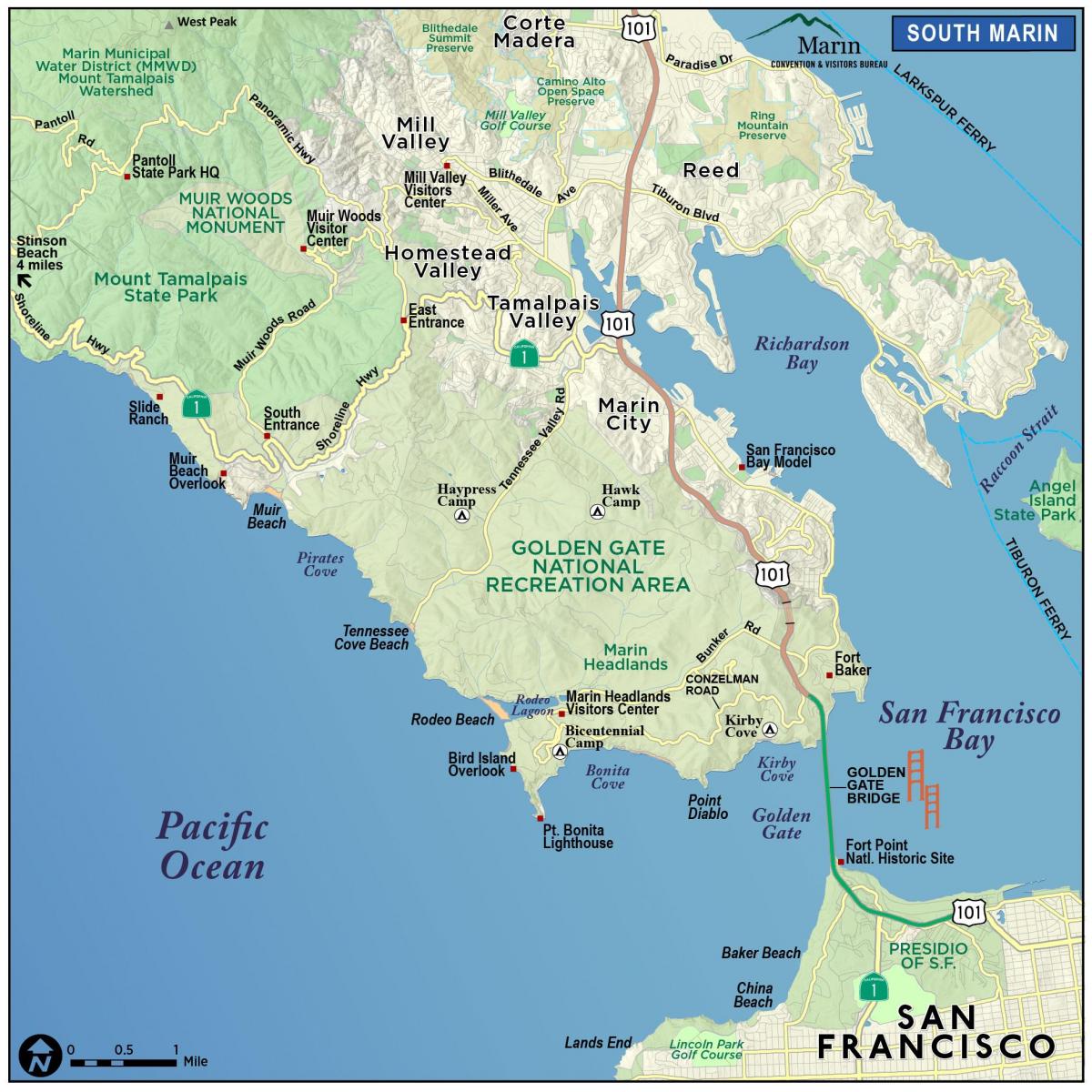 Mapa da floresta de sequóias são Francisco