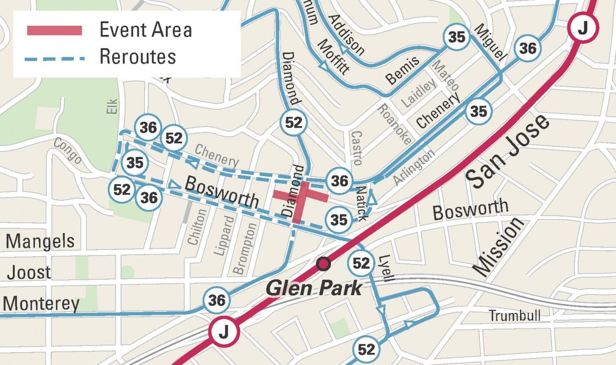 Mapa de glen park em são Francisco