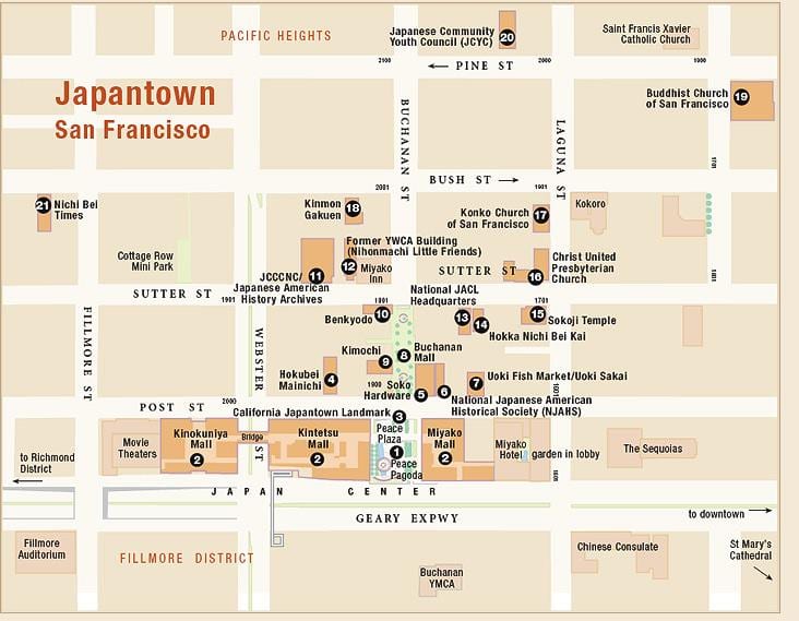Mapa de japantown de são Francisco
