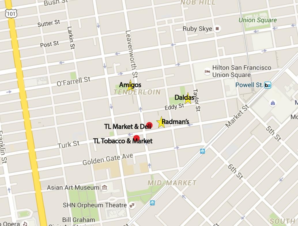 Mapa de lombo de área de San Francisco