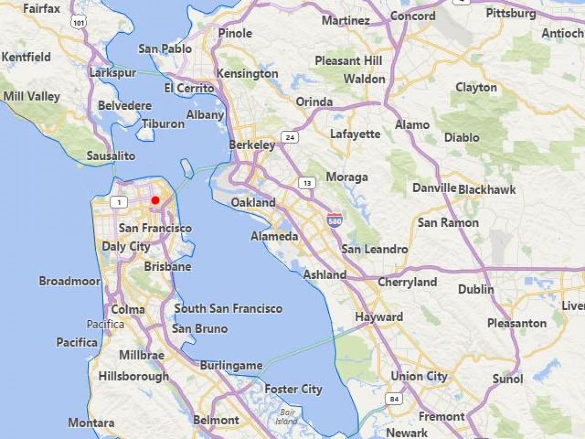 mapa de cidades da califórnia, perto de San Francisco