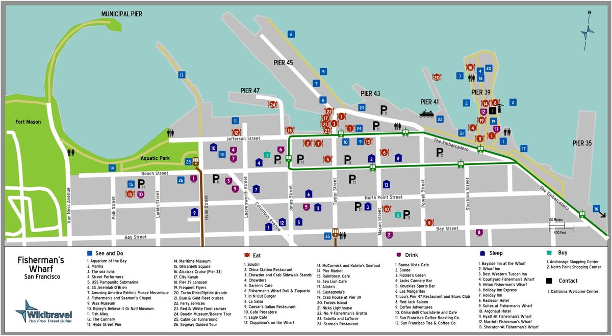 mapa de San Francisco fisherman's wharf