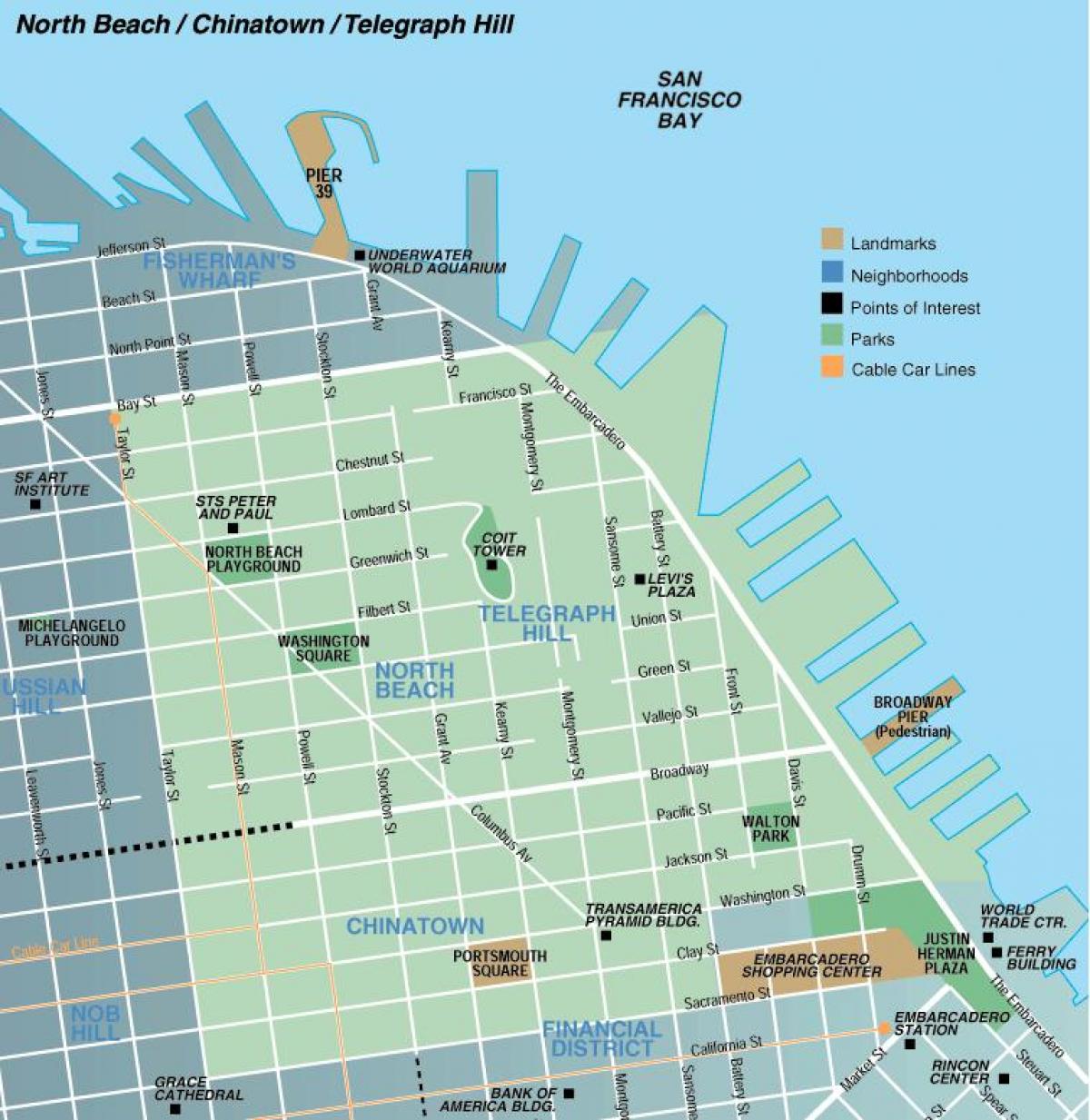 Mapa de north beach, em San Francisco
