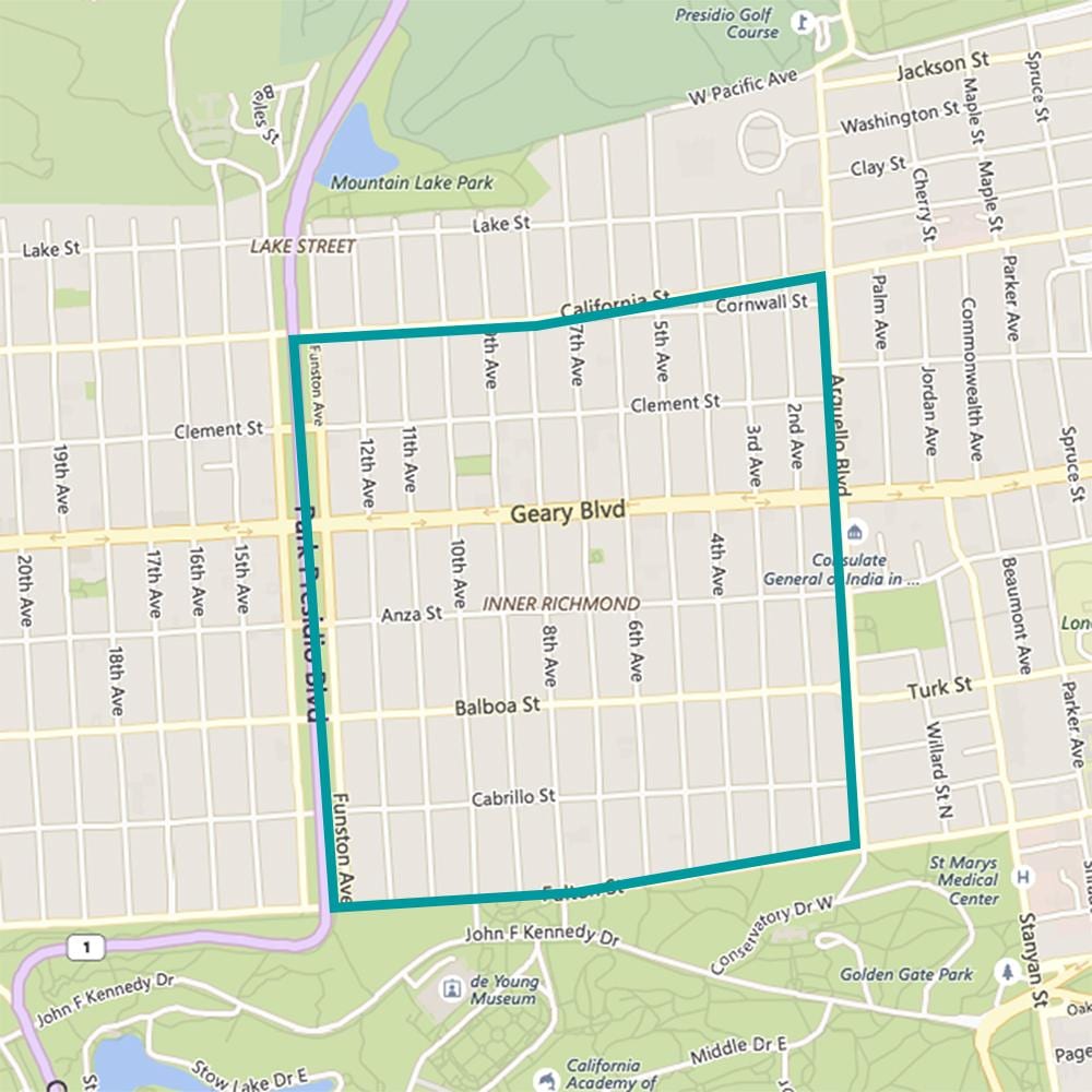 Mapa de richmond district em são Francisco