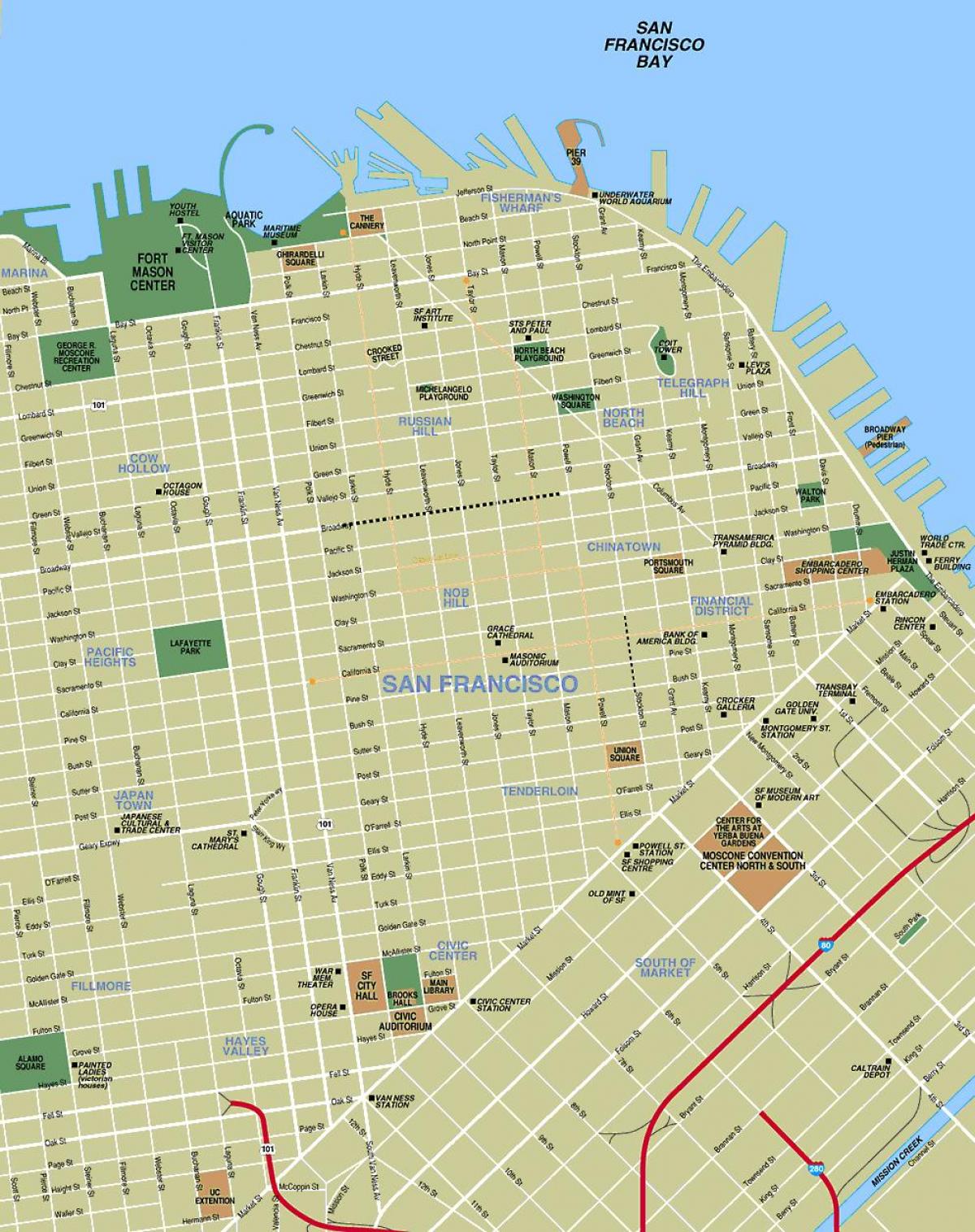 mapa da cidade de San Francisco, ca