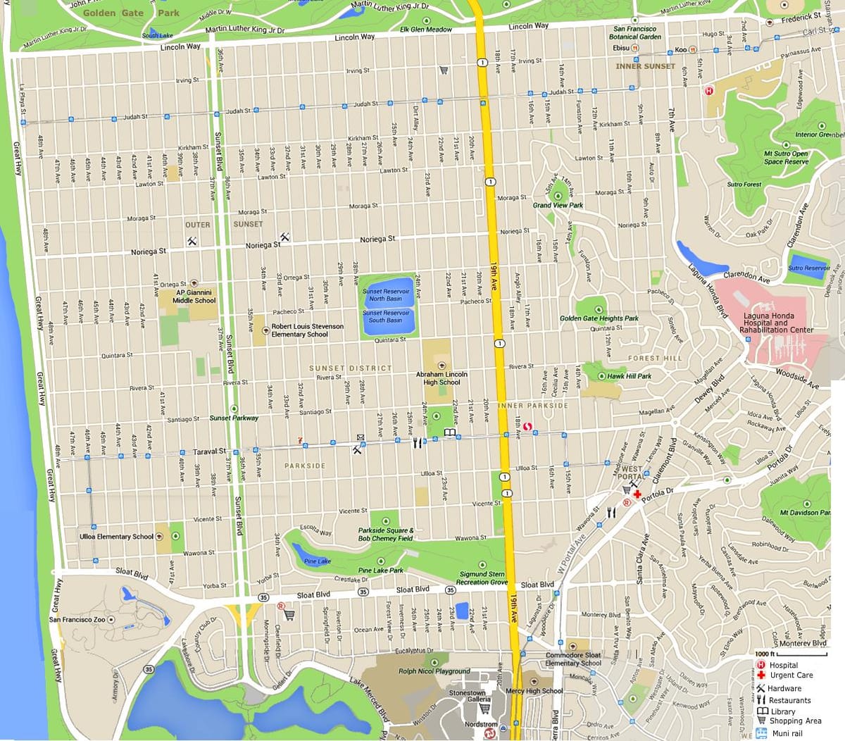 Mapa do pôr-do-distrito de são Francisco