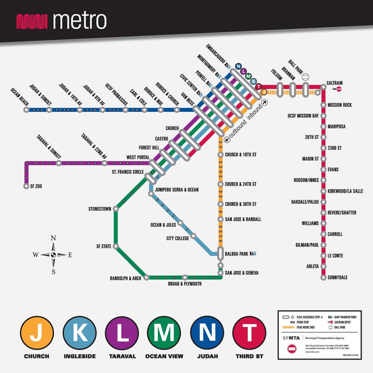 SF muni mapa do metrô