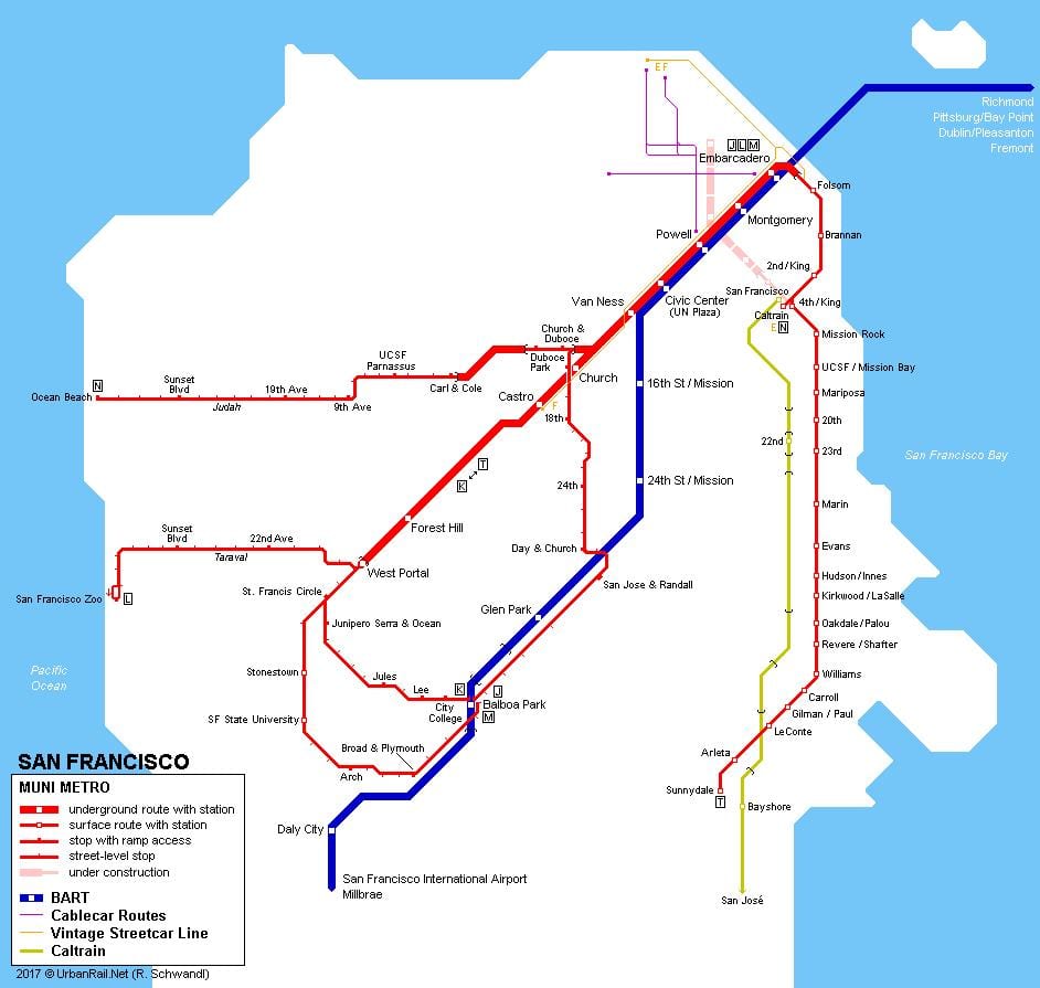 SF muni trem mapa