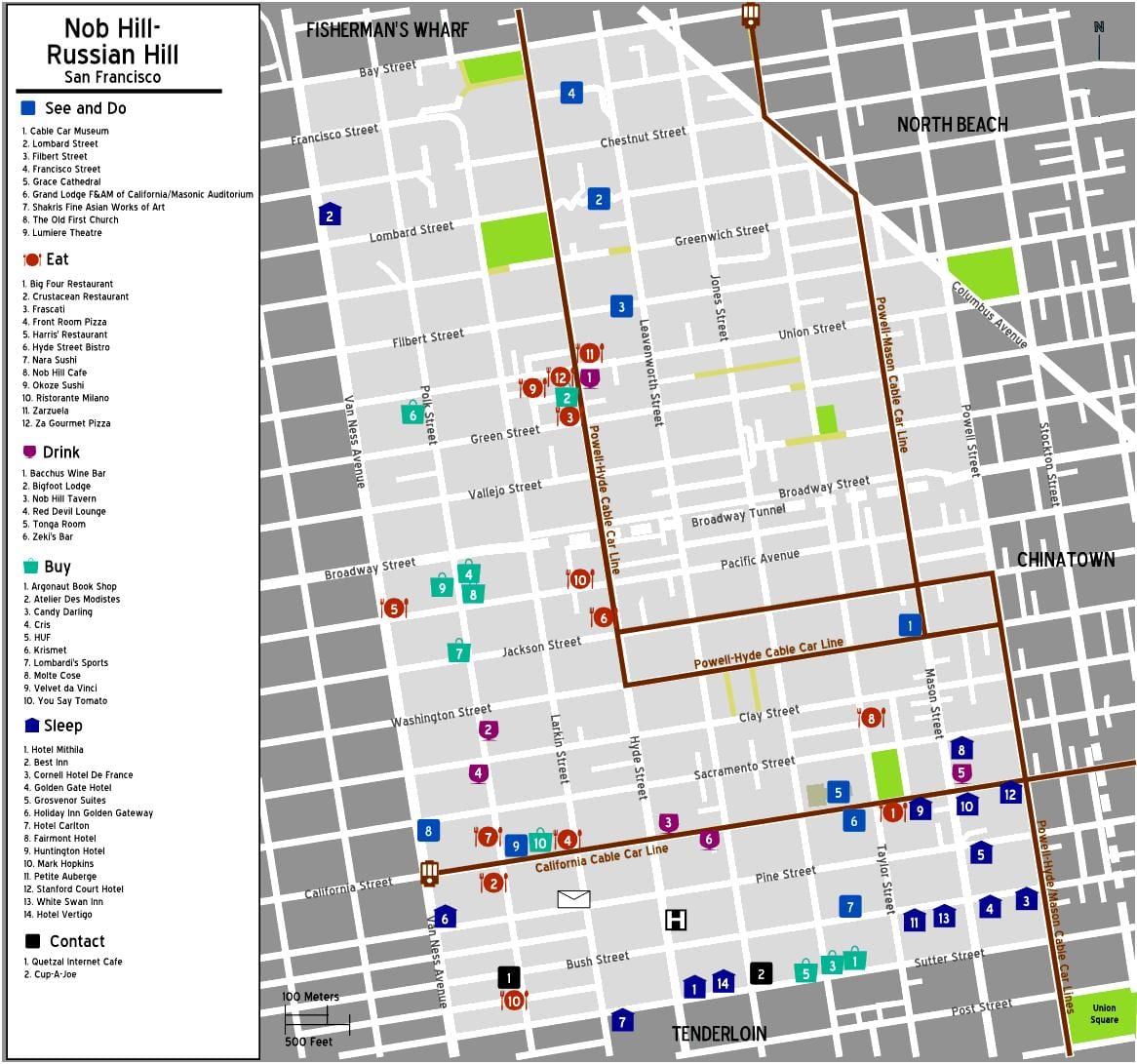 Mapa de nob hill, em são Francisco