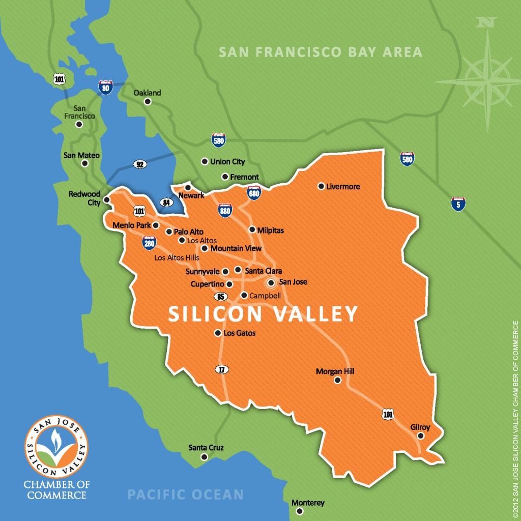 o vale do silício no mapa