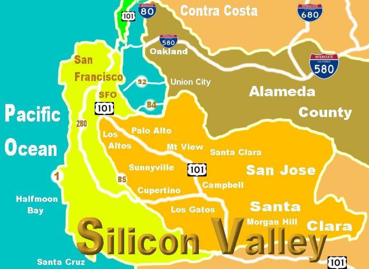 Mapa de localização no vale do silício