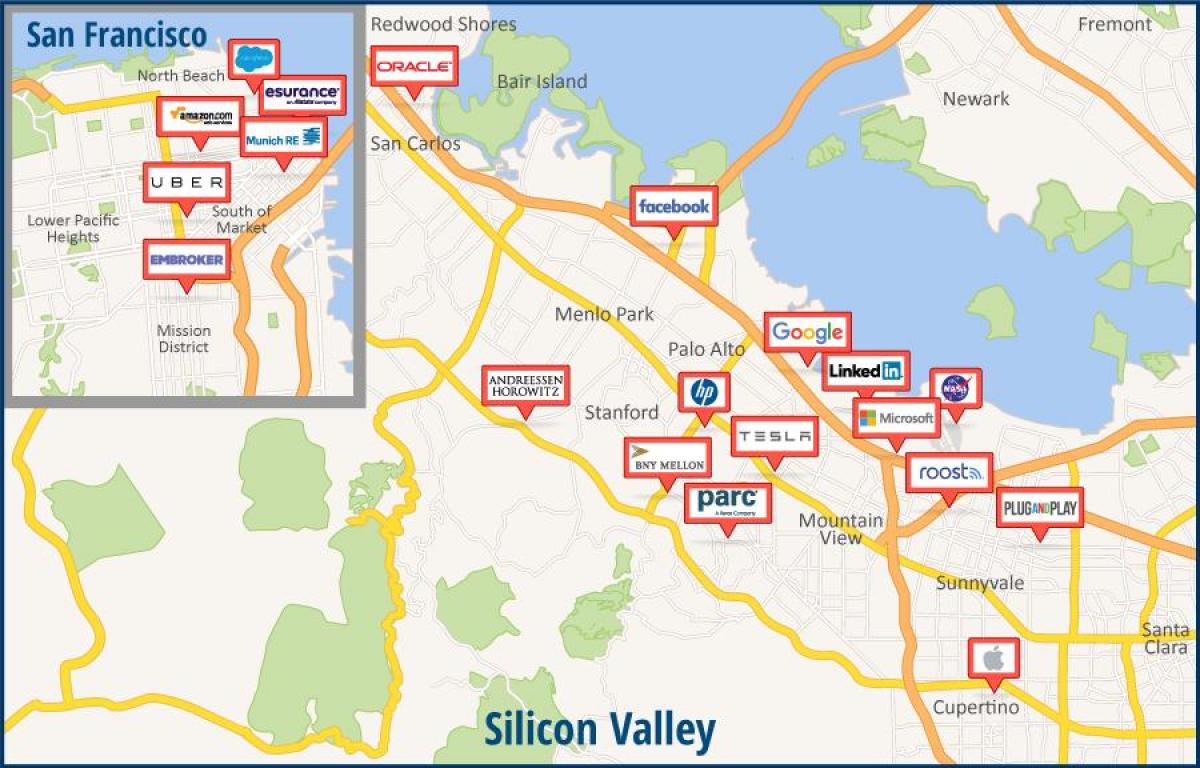 Mapa do vale do silício tour