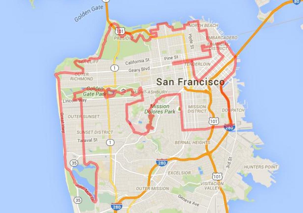 o golden gate park trilhas de bicicleta mapa