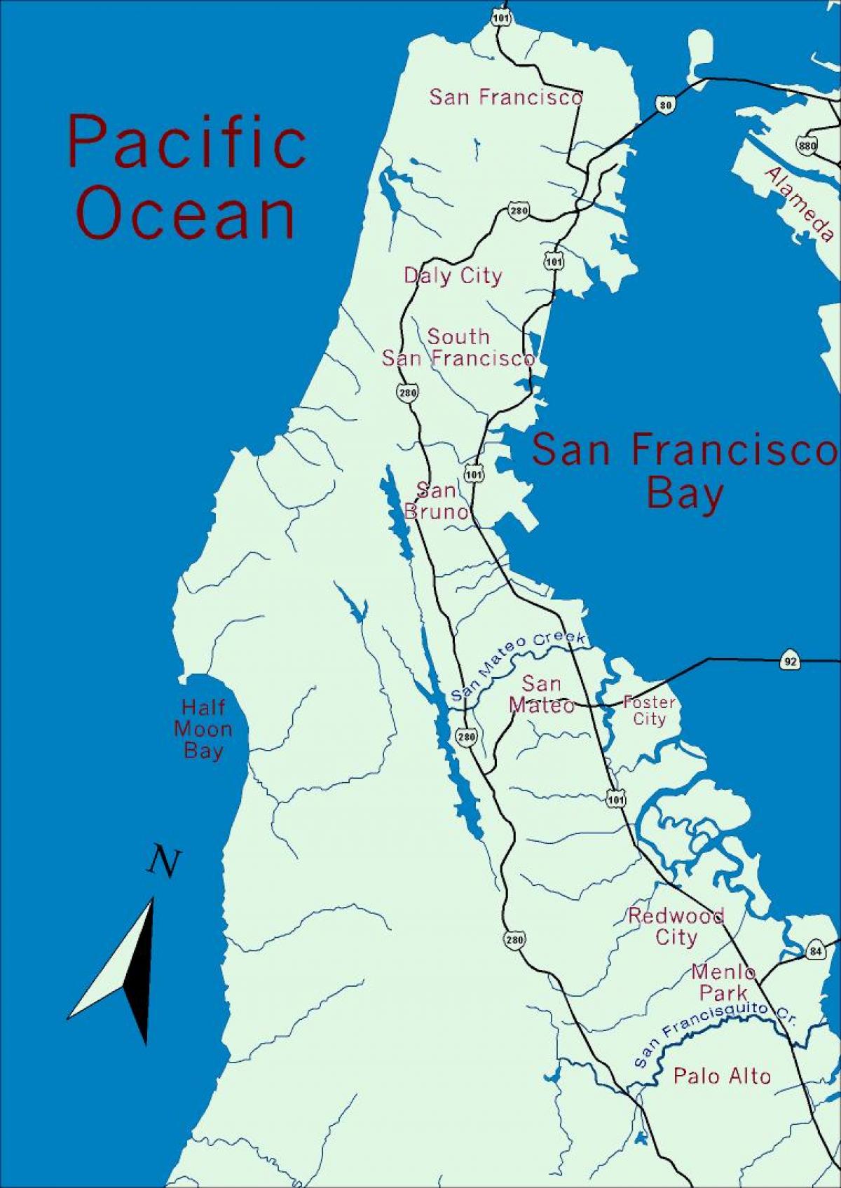 Mapa da região da baía da península de
