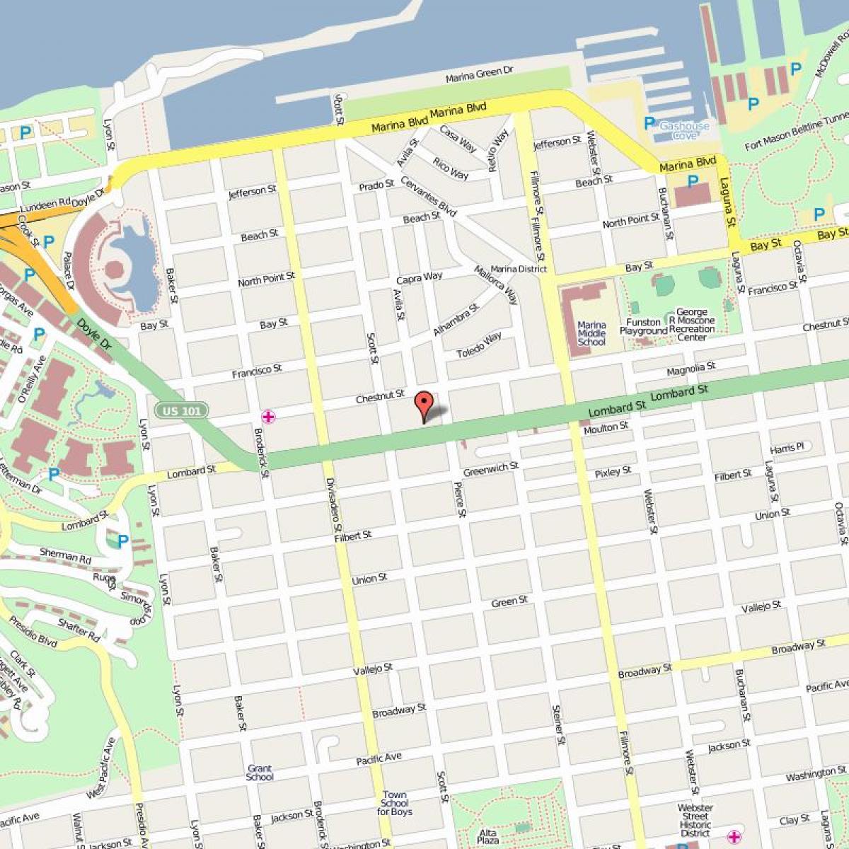 Mapa da rua lombard, em são Francisco