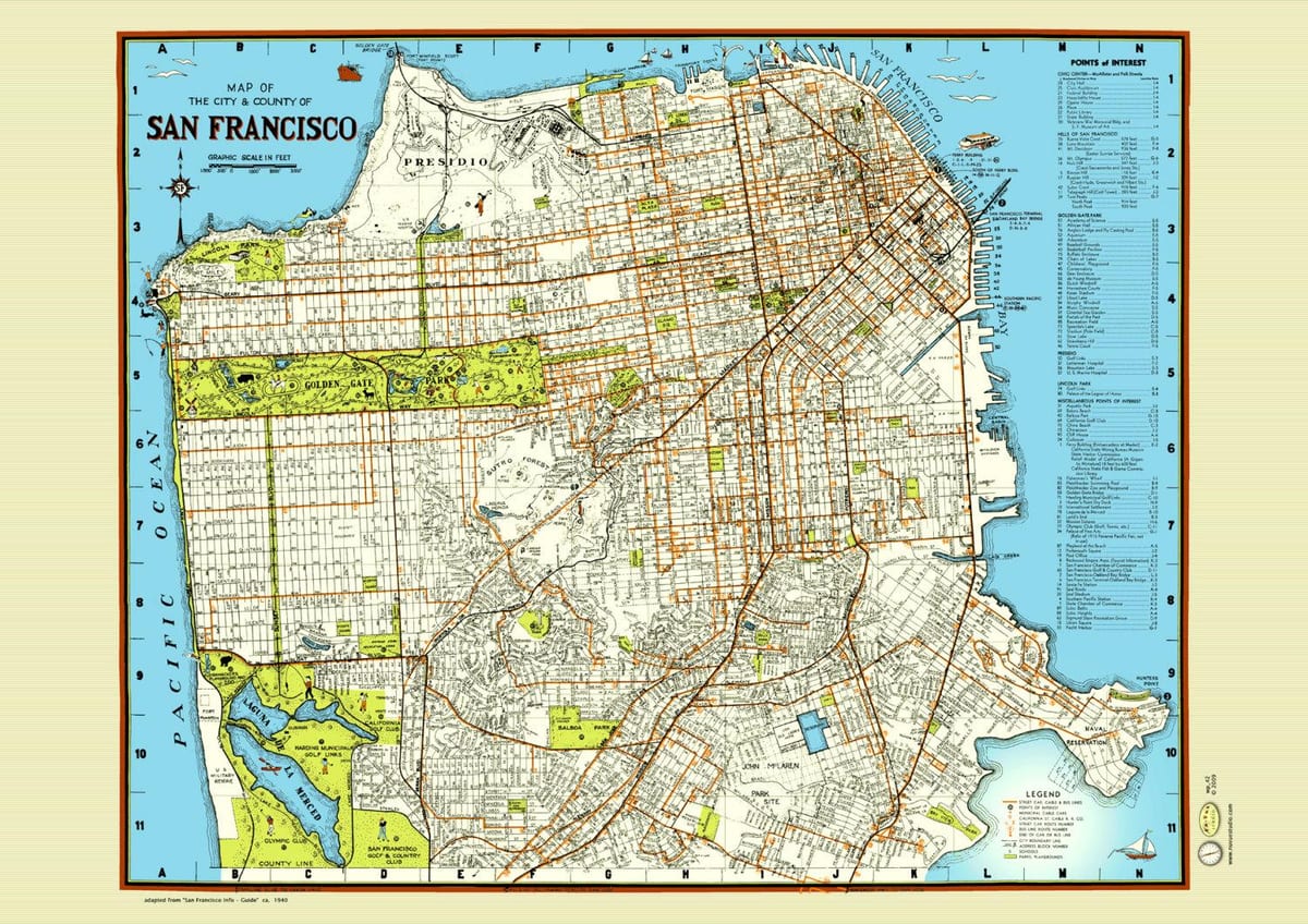 Mapa da rua são Francisco cartaz