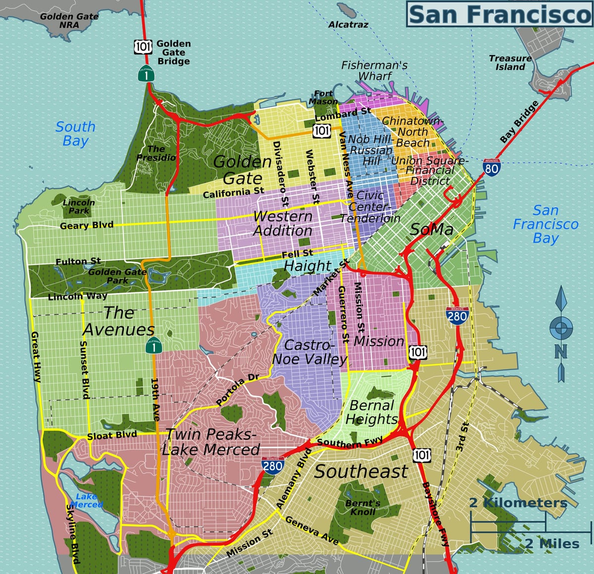 mapa de rua de são Francisco, califórnia