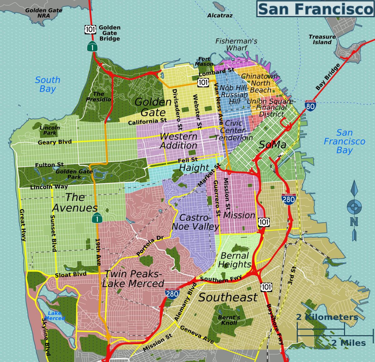 mapa de rua de são Francisco, califórnia