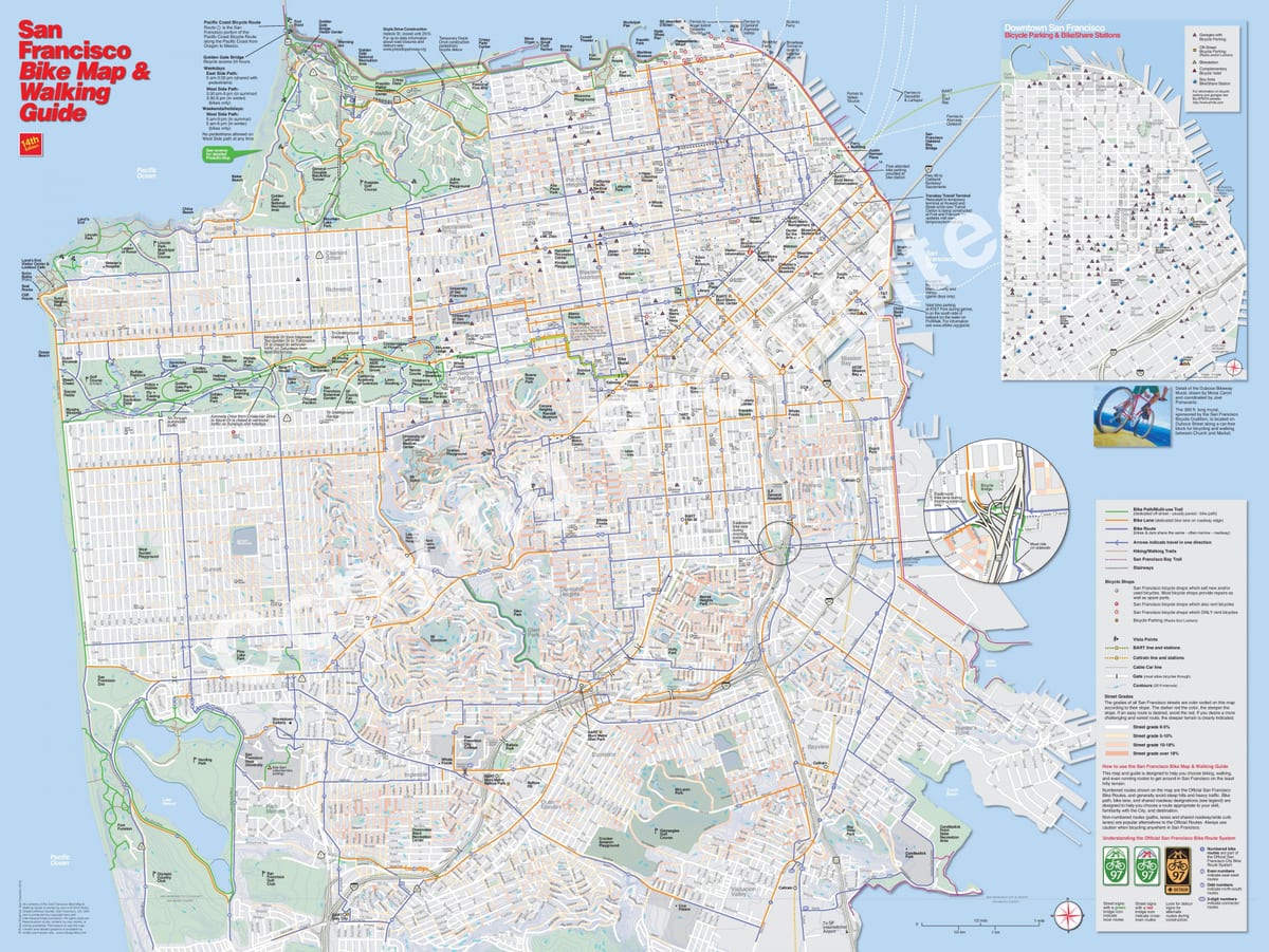 Mapa de são Francisco de bicicleta