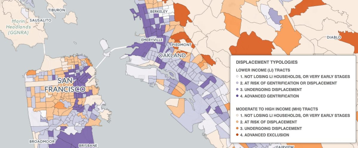 Mapa de são Francisco de gentrificação