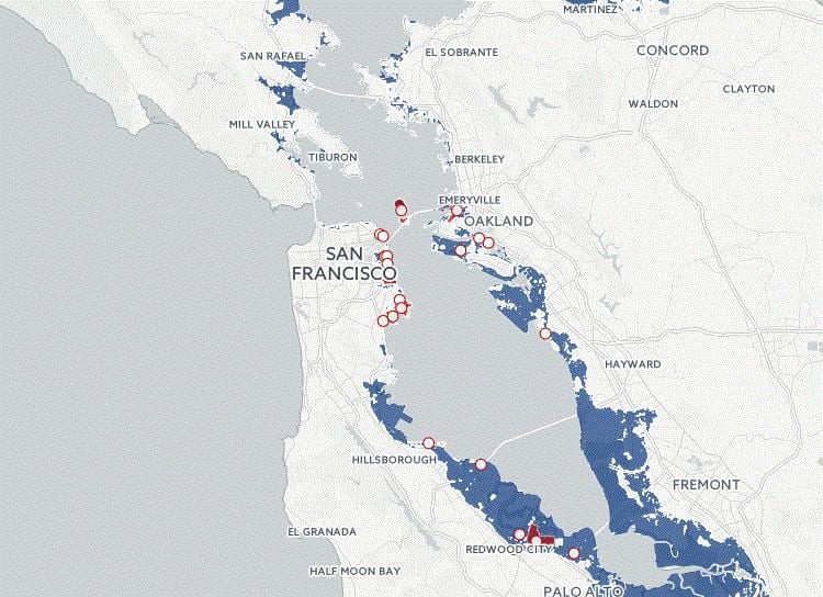 Mapa de são Francisco de inundação