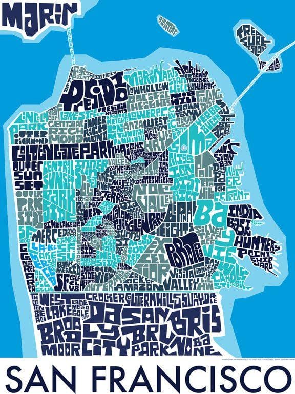 São Francisco mapa arte de parede