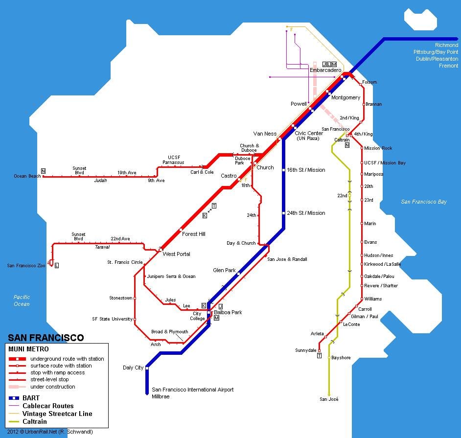Mapa de são Francisco a estação de comboios