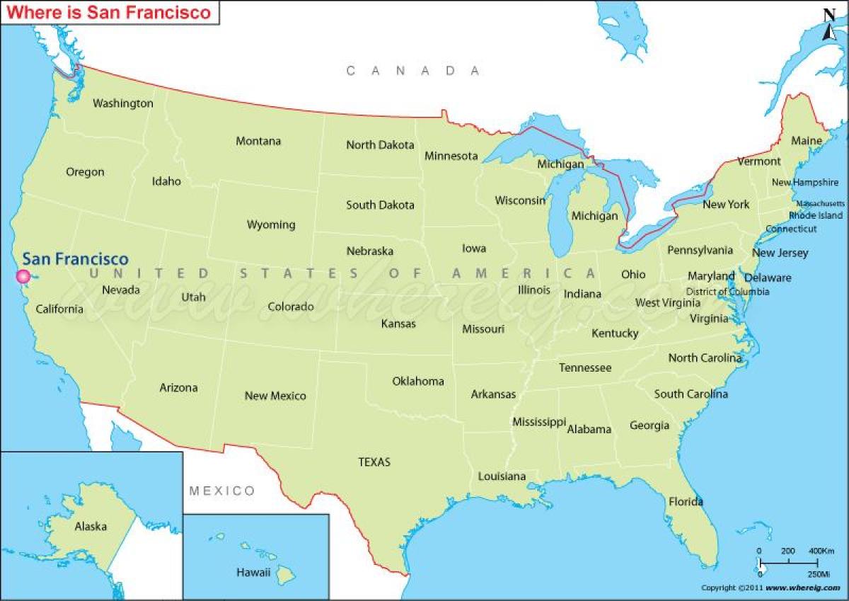 mapa de San Francisco, califórnia, eua