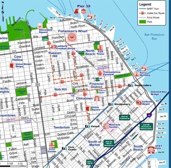 Da cidade de são Francisco do mapa turístico