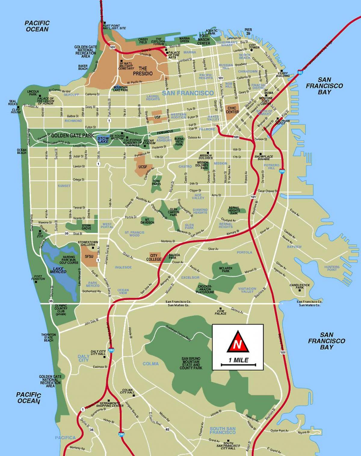 San Francisco lugares para visitar mapa