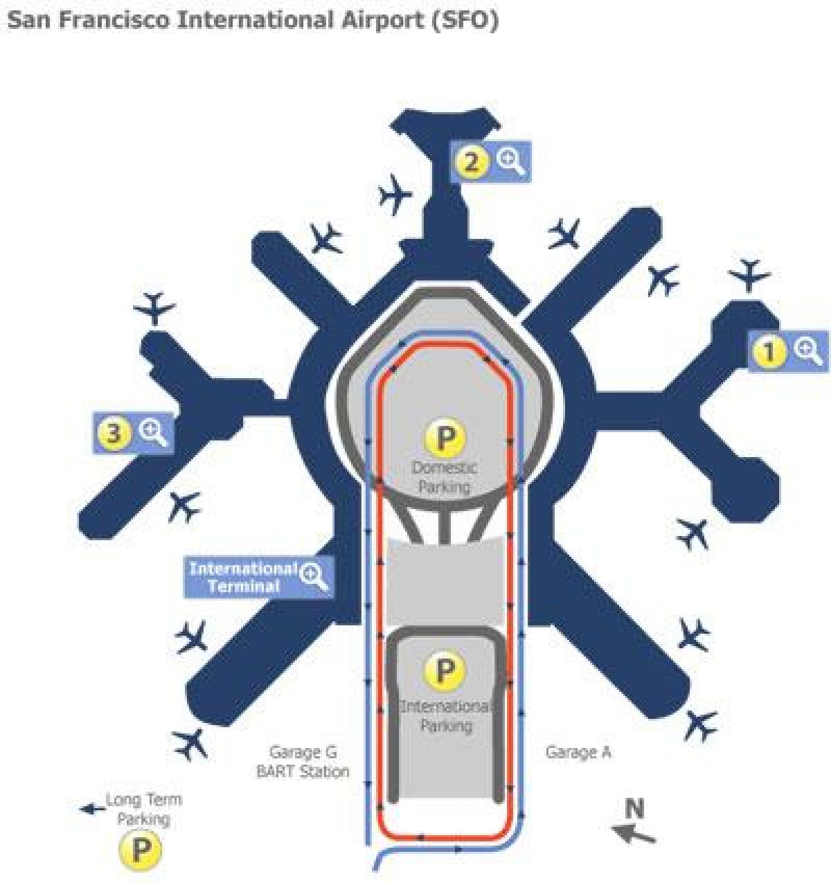 Aeroporto de San Francisco gate mapa