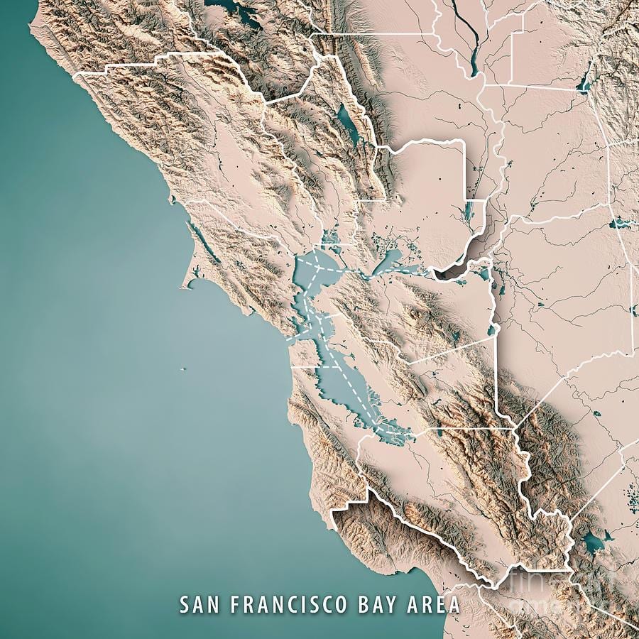 Mapa da baía de são Francisco topográfico 