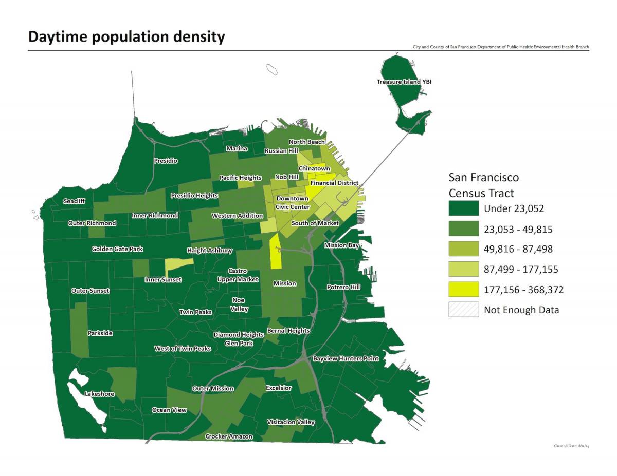 Mapa de San Francisco densidade populacional