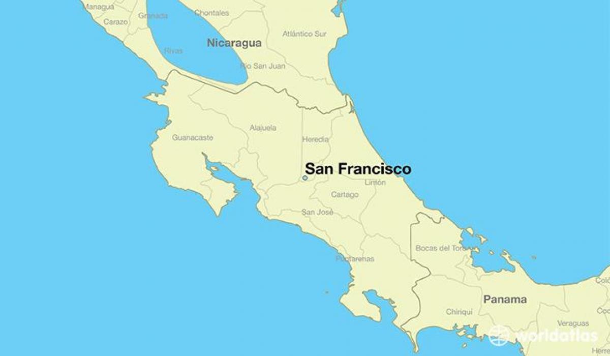 Mapa de San Francisco em um mundo