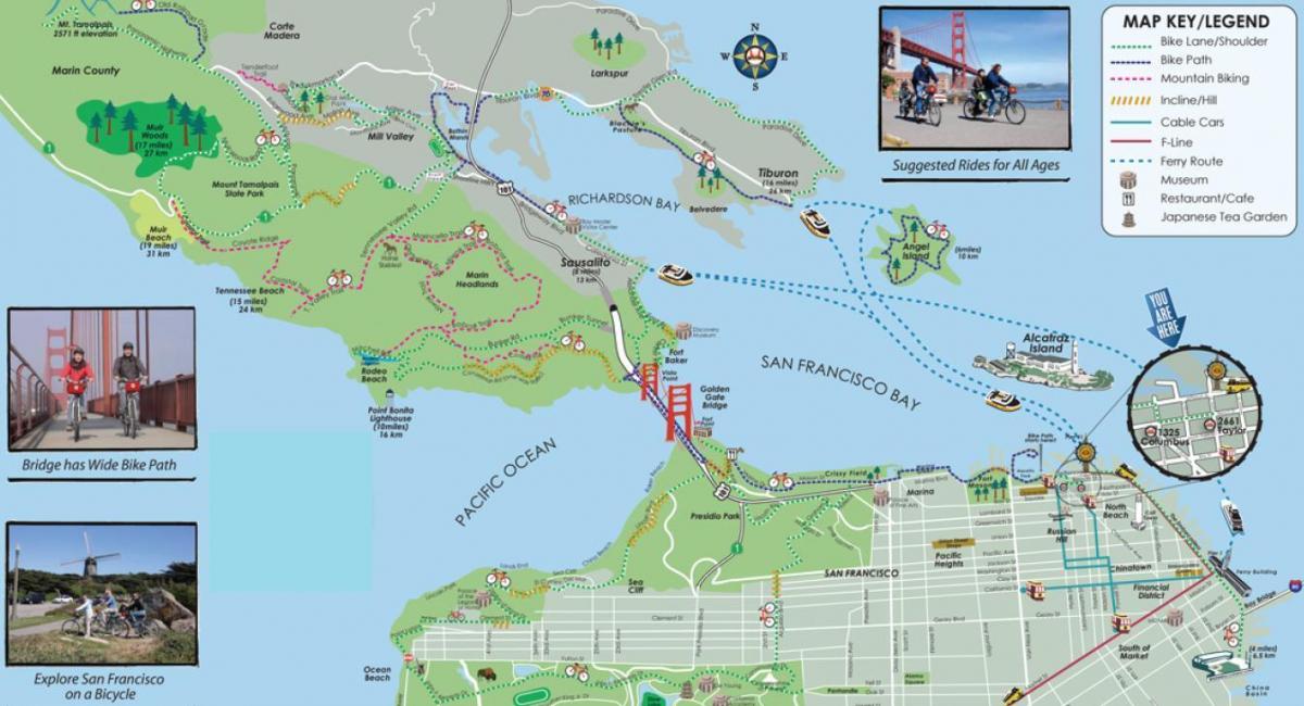 Mapa de San Francisco passeio de bicicleta